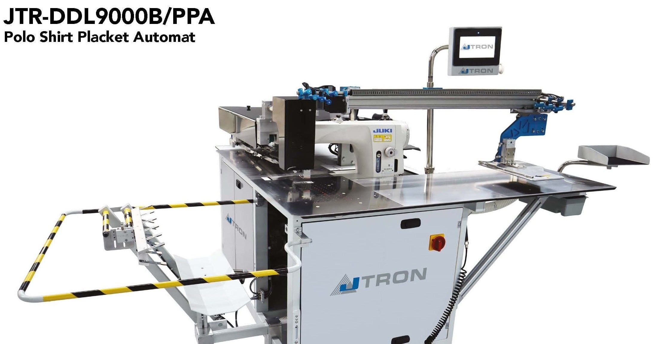 JTRON JTR-DDL9000B/PPA
Polo Shirt Placket Automat.
JTRON machine with automatic feeding and stacking units for polo shirt placket.