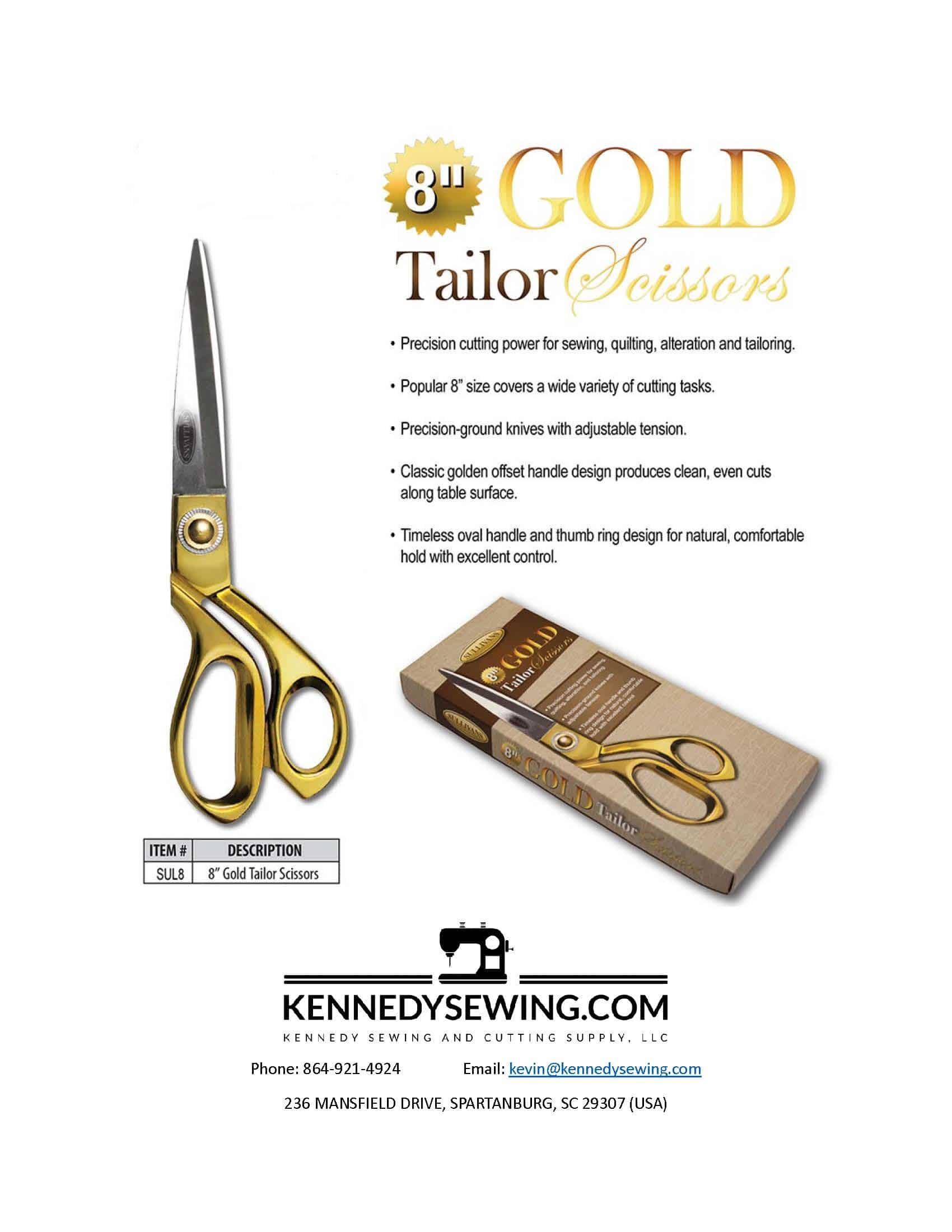 SULIVANS TAILOR SCISSORS
SUL8 - 8" TAILOR SCISSORS