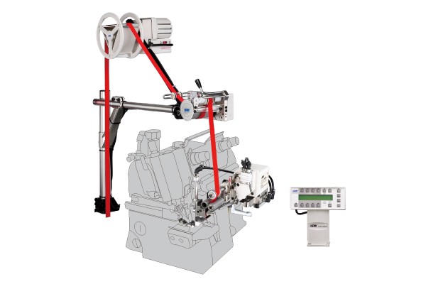 RACING MCU-30/TR/RTA
COMUTERIZED METERING DEVICE
WITH THREAD RELEASE DEVICE
AND FOR USE WITH SEWING CIRCULAR ITEMS.