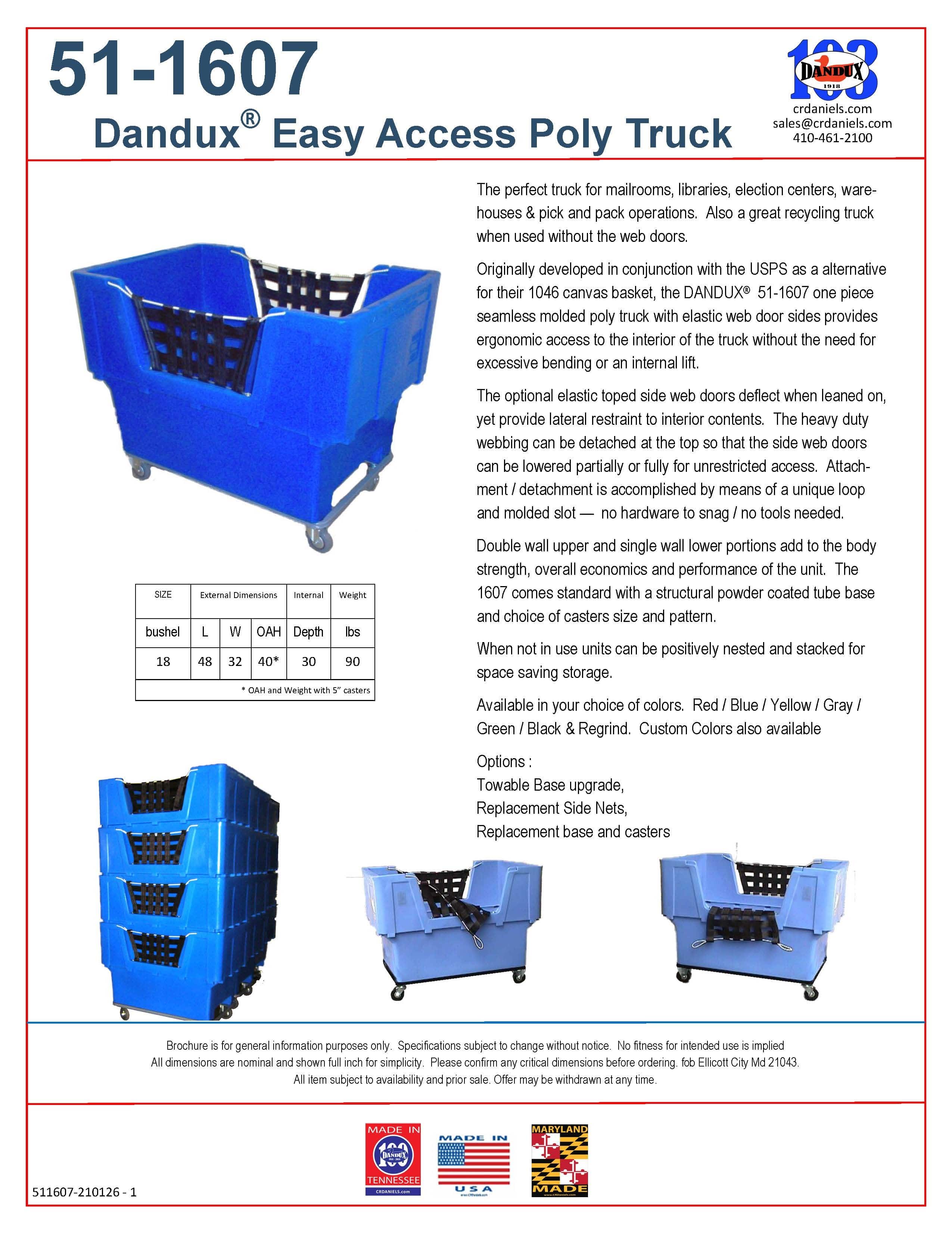 DANDUX 51-1607 EASY ACCESS POLY TRUCK